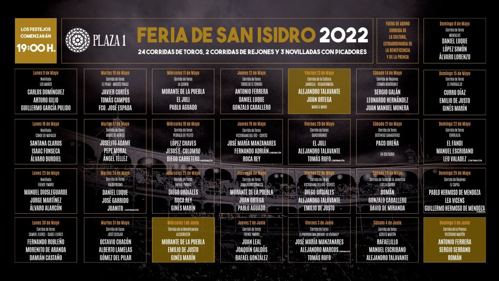 Así serán los 29 festejos de la Feria de San Isidro 2022 4